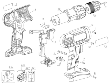 Diagram Diagram and Parts List for GC1800B Type 2 Black and Decker Drill